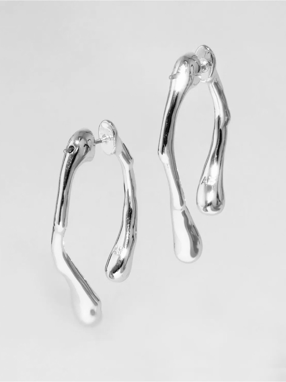 NEW Alexis Bittar Drippy Front Back Post Earrings Silver JL23